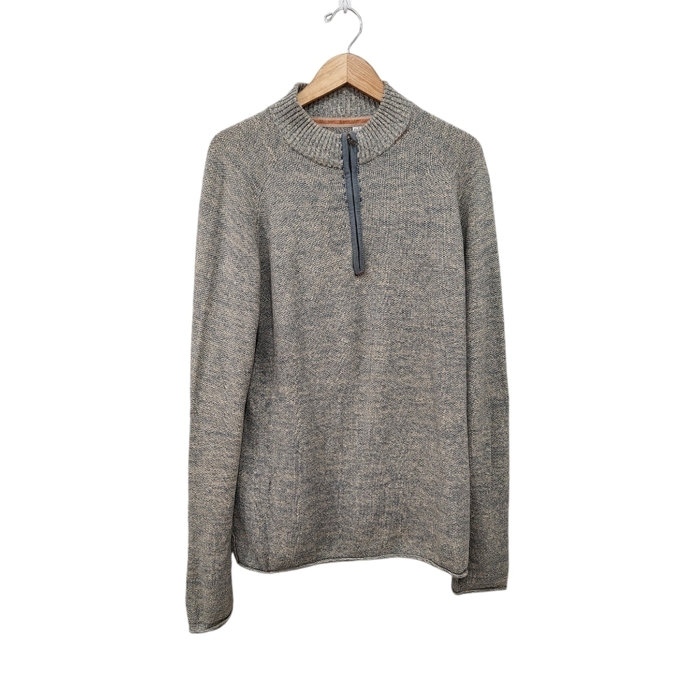 Carbon 2 Cobalt Sweater Size XL Gray 1/4 Zip Knit Pullover Fisherman Y2K 90s